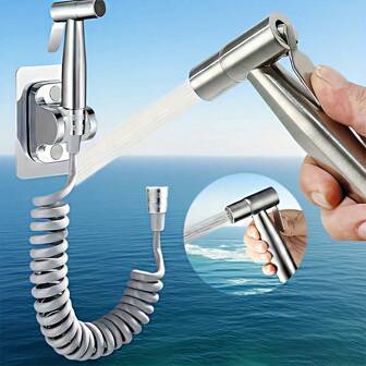 Handdoucheset van roestvrij staal 304, wandmontage - met intrekbare slang van 118,11 inch en beugel, toiletreinigingspistool | Hogedruk-toiletsproeier voor vrouwelijke hygiëne, kleine sproeier voor toiletspoeling