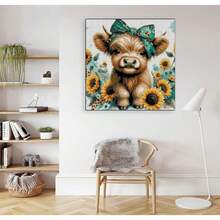 EstiloKit De Punto De Cruz Estampado Para Adultos Principiantes, Kit De Punto De Cruz, FáCil De Hacer Contado, Dimensiones Impresas, Manualidades, Kits De Bordado Para DecoracióN De Pared Del Hogar (11VersióN Mejorada - vaca - Ver 4