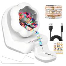 1 pieza Kit de máquina de hacer cuentas eléctrica - Dispositivo de enhebrado automático de cuentas con alimentación USB para hacer joyas DIY, pulseras tejidas a mano creativas, cuentas de rotación rápida para arcilla polimérica y cuentas de vidrio