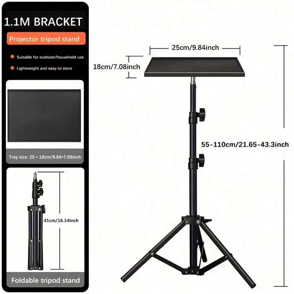 Universal Projector Tripod With Tray, Adjustable Aluminum Alloy Stand, Suitable For HY300, HY320, HY320mini And Various Projectors, Cameras, Phones, Tablets, Laptops,For School Supplies,Back To School