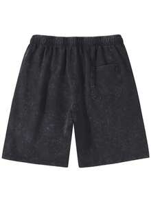 Men's Washed Retro Wax Printed Cotton T-Shirt 230g, 290g Washed Retro Shorts, Milan Italian Print Suitable For Summer Wear, Outdoor Sports, Casual Shorts T-Shirt Shorts Set - màu đen - Xem 5