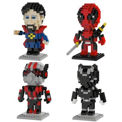 8cm de alto Bloques de construcción de los Vengadores  Deadpool Ant-Man Particle - Juguetes de ensamblaje, adornos de escritorio, decoración de habitación, regalos de anime, dibujos animados, kawaii, regalos de cumpleaños, Halloween, Navidad