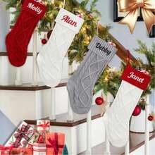 Custom Christmas Stockings With Embroidered Names, Knitted Letter Socks For Family Holiday Decor, Gifts For Ages 15 And Up - Multicolor - View 5