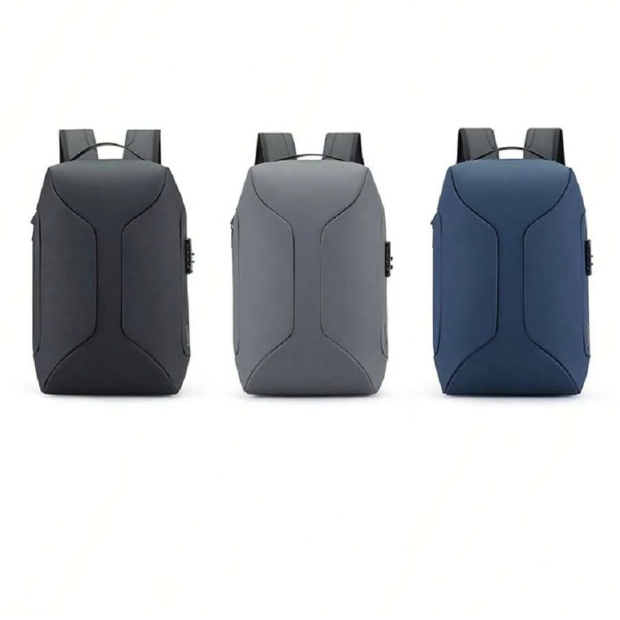 Men's Handbag, Business Minimalist Computer Backpack, Travel Daily Backpack Advanced Feeling With Lock Black, Blue, Gray - Multicolor - View 1