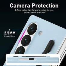 keshengtai 钥匙扣、挂绳 1 个笔槽手机壳 [内置屏幕保护膜] 和 1 支手写笔，兼容三星 Galaxy Z Fold 7 6 5 4 3 5G 防水防震防摔防刮 - 淺藍色 - 查看 6