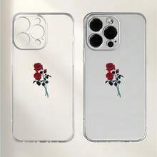 Rose Pattern Phone Case, UV Printing Mobile Phone Protective Case, 360 Degree Full Protection, Suitable For Iphone 11 12 13 14 15 16 Pro Max XR X/ XS 7 8 Plus SE Mini, With New Personality Creative For Smart Phone Case - Transparent - View 2