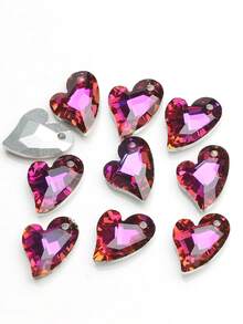 20 件/包 17 毫米倾斜心形玻璃电镀银底吊坠，DIY 手工项链、耳环、手机链、钥匙扣、汽车装饰 - 17mm歪桃 - 查看 10