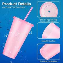 12 Pcs Reusable Glitter Cups With Lids And Straws 24 Oz Plastic Tumbler Iced Coffee Cup Travel Mug Party Cups For Smoothie Juice Birthday Sleepover Party Supplies For Girls(Light Pink) - 1 - Xem 4