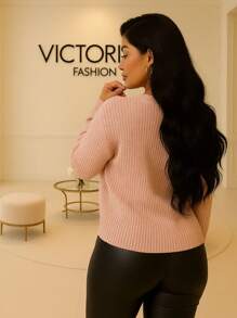 Blusa de Tricot com Decote V e Bolso Terracota  Noite  Diário