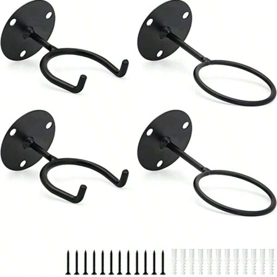 Confezione da 4 (supporto per mazze da baseball nero + supporto per mazze da baseball nero (2 ciascuno)) supporto per mazze da baseball da parete - nero - Visualizzare 1