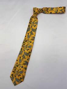 1 pieza Corbata de poliéster con estampado de paisley, adecuada para el lugar de trabajo, corbata de hombre para todas las estaciones - Dorado - Ver 2