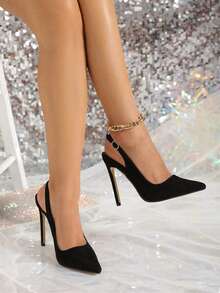 Ladies' Solid Color Sexy Summer High-Heeled Sandals - màu đen - Xem 1