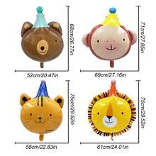 1 pieza Globos de cumpleaños, globos con tema de circo, payasos de pie grandes, planetas a rayas, globos de película de aluminio con animales, decoraciones de escena de cumpleaños, arreglos de escena de fiesta sorpresa, carnavales, productos de decoración navideña - Multicolor - Ver 5