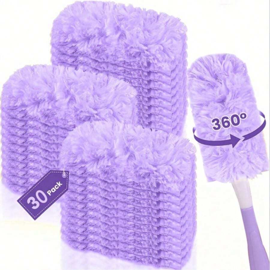 30pcs/20/10/5 Pieces, Electrostatic Dust Removal Brush Head Replacement, Household Dust Removal Brush Head Replacement, Dust Removal Brush Head Replacement, Suitable For Laundry, Furniture, Car, Keyboard, (Without Handle), Cleaning Supplies, Cleaning Tools, Christmas Supplies, Halloween Cleaning - Purple - View 1