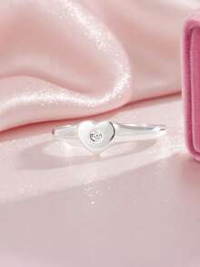 Artepollo 1pc 925 Sterling Silver Hypoallergenic Heart Ring, Inlaid With Sparkling Cubic Zirconia, Gift Box Packaging, Birthday Gift For Friends, Back To School Gift - one-size - View 5