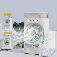 Portable USB Desktop Fan, Three-Speed Three-Hole Spray Fan, Humidifying And Cooling Spray Fan, With Seven-Color Lights, Highly Suitable For Home, Office And Summer Use, It Is A Multi-Functional Appliance