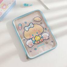 Borsa piatta trasparente e carina a forma di orso, borsa a mano piccola in PVC con tigre carina adatta per iPad/tablet da 11, 10,5 o 10,2 pollici, organizer per cancelleria scolastica