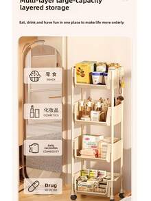 3/4/5 Tier Rolling Storage Cart, Compact & Practical, Space-Saving, 5-Tier Shelving Unit, Modular Detachable Storage Rack, Plastic Rolling Storage Cart, Multi-Purpose For Kitchen & Office, Floor-Standing Wheeled Stand, Easy To Move, Suitable For Kitchen, Garage Or Studio Organization, Rolling Storage Cart - Multicolor - View 3
