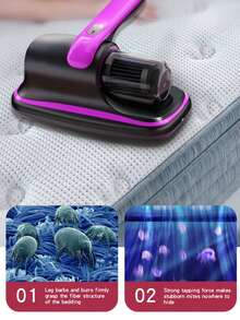 2-In-1 Handheld Vacuum Cleaner & Dust Mite Remover, Powerful Wet & Dry Cordless Vacuum Cleaner For Home, Car, Office And Pet, Detachable, Multi-Layer Filtration, Lightweight Floor Brush, Includes Dust Mite Brush Head, Low Noise, Easy To Use, Great Gift For Holidays - Multicolor - View 5