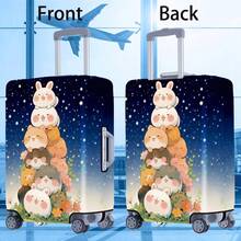 1件动物叠叠系列印花图案，加厚旅行箱保护套，加厚旅行箱配件，适用于商务、出差、度假、旅行、行李托运、返校，为您的旅行箱增添色彩。适用于20-28英寸旅行箱。学校用品包，学校用品 - 彩色 - 查看 11