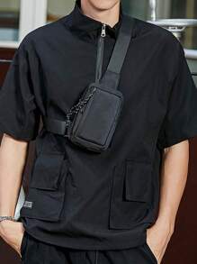 1 buc geantă mini crossbody pentru bărbați, geantă de telefon, geantă de umăr diagonală multifuncțională pentru sporturi în aer liber, drumeții, alergare, ciclism, călătorii, serviciu, geantă de mesager simplă la modă