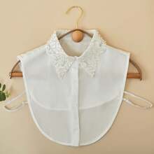 1 件女士多功能可拆卸黑白仿珍珠饰边项圈，百搭经典配饰