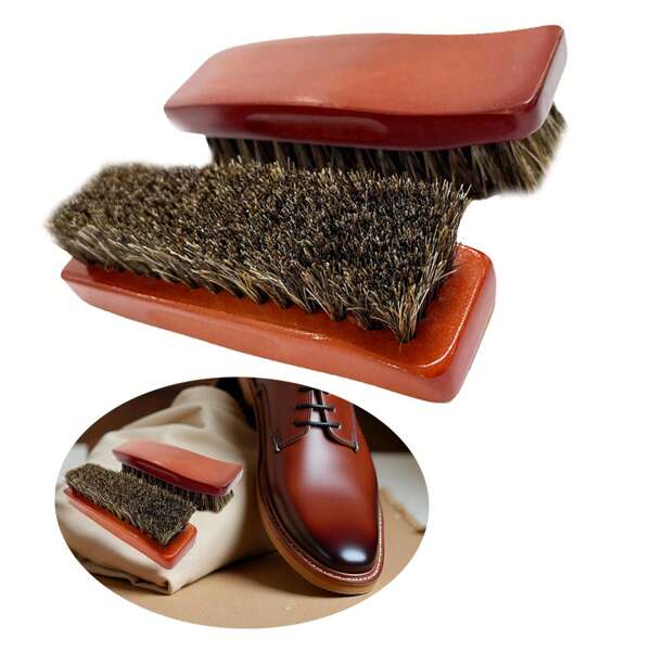 1 Pc Oaken Horse Hair Brush, Soft Bristle Leather Care Tool For Shoes, Furniture, Bags, Car Seat Cleaning