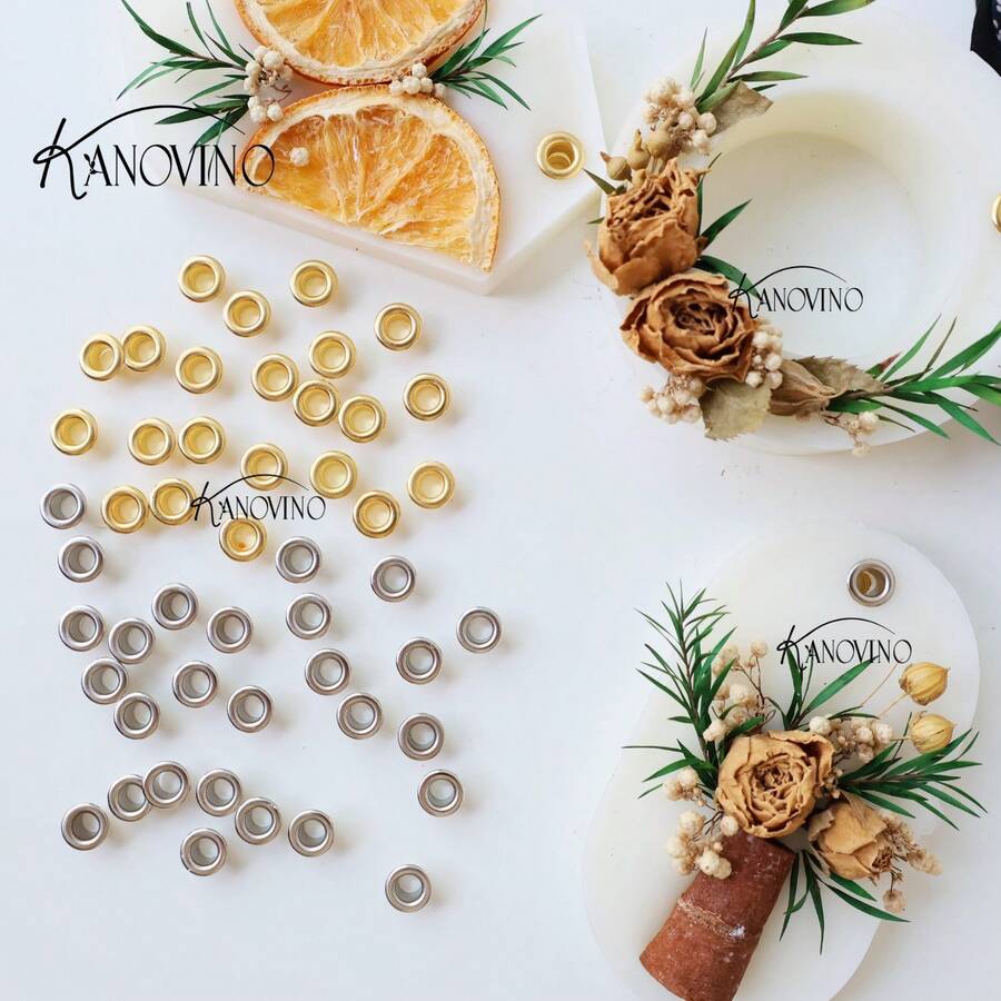 KANOVINO 30个/100个装金属环,用于DIY香氛蜡片,内径4.5毫米,香氛蜡片制作配件,银色和金色可选,高品质蜡片垫圈配件 - 混合色 - 查看 1