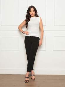 ONLYONE - JAPANESE MODAL SLEEVE CROPPED TOP WITH WAVE DETAIL HEM - FIMINAS BLOUSES KNITTED BLOUSES - 白色 - 查看 2