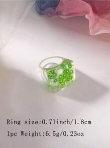 1pc Vintage Versatile Tie Dye Resin Bangle, Glitter Geometric Design, Gradient Fit For Banquet & Party, All Season Wear, Green