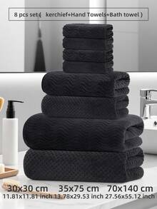 8pcs/Set [4pcs Hand Towels + 2pcs Face Towels + 2pcs Bath Towels] Coral Fleece Towel Set, Soft & Absorbent, Quick Drying, Suitable For Bathing, Face Washing, Kitchen, Bathroom, Travel And Outdoor Use Shower Towels For Beaty Salon, Hotel Sports,Home Essentials, Towel, Skin Care - Multicolor - View 3