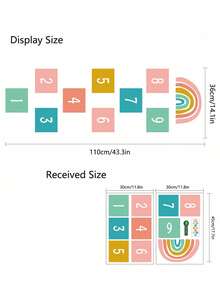 1pc Kiddie Cartoon Hopscotch Number Floor Decal, Creative Fun Number Floor Decor For Children Room & Kindergarten - Multicolor - View 10
