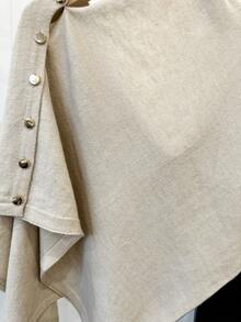 1 Áo khoác len cardigan nữ màu trơn có nút bên hông, trang trí bằng đinh tán, chống nắng, ấm áp, giản dị, thanh lịch, thích hợp mặc đi làm, du lịch, ngoài trời, trở lại trường, mùa xuân/thu/đông để mặc làm váy - Nhiều màu - Xem 6