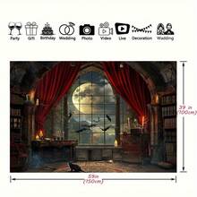 1 Piece Of Medieval Castle Ghost Witch Halloween Party Background Cloth, Photography Cloth, Indoor And Outdoor Decoration - Photography Studio Props - No Power Required - Multi-Purpose Large Wall Decoration - Multicolor - View 2