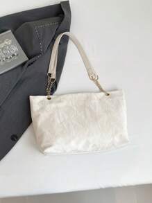 时尚复古大容量鳄鱼压纹女士托特包，适合购物、钱包、年轻女士、大学生、新婚夫妇、白领。非常适合办公室、大学、工作、商务、通勤、户外活动、旅行和短途旅行 - 白色 - 查看 11