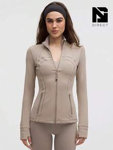 Lululemon Define Jacket Nulu Women's Lightweight, Full Zip Running Track Jacket-For Yoga Gym Running-Sweat-Wicking-Yoga-All Seasons Sport-Spring/Summer-Autumn/Winter-Mother's Day Gifts-Father's Day Gift - Warm Ash Grey - 查看 2