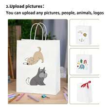 20/50 件定制开学白纸礼品袋，带手柄，个性化图片和文字，坚固耐用的包装袋，适合开学季、节假日、生日礼物 - 彩色 - 查看 3