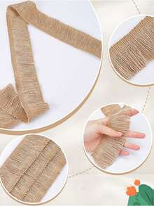 1 Roll DIY Jute Tassel Webbing Hemp Lace , Linen Woven Decorative Ribbon Roll 196.85 Inch / 16.4ft, Easter Ribbon Decor Handwork - Multicolor - View 4