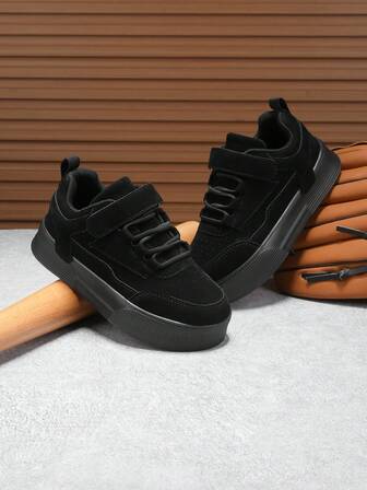 (返校) 儿童新款黑色平底运动鞋低帮户外休闲鞋步行鞋适合儿童日常上学通勤和游乐场活动时尚学生鞋