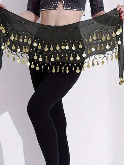 1pc Sequined Belly Dance Belt, Belly Dance Skirt Belt Scarf Wrap Belt