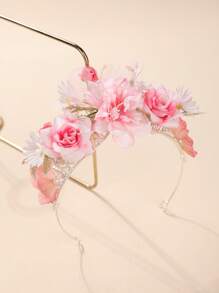 1 pièce Bandeau de couronne de fleurs de luxe baroque européenne et américaine, accessoire de coiffure de couronne de fleurs en soie pour costumes de séance photo