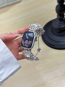 1 件钻石闪亮金属手工链装饰精美珠宝时尚兼容 表带金色女式手链 38 毫米 40 毫米 41 毫米 42 毫米 44 毫米 45 毫米 46 毫米 49 毫米，适用于 Link Series Ultra S10 9/8/7/6/5/4/3/2/1 SE