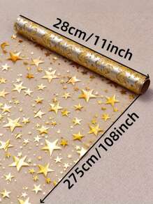 1 rollo de bandera de mesa con brillo dorado y estrellas, diseñado con estrellas brillantes, adecuado para decoración de escritorio en cumpleaños, fiestas y banquetes, suministros para fiestas, decoraciones para fiestas, centro de mesa para bodas, artículos para bodas