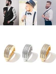 1pc Fashionable Men's Versatile Solid Color Copper Alloy Tie Clip, Suitable For Everyday Wear In All Seasons, D-Shaped Buckle - Tie Hoop - View 10