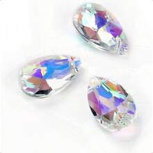 .20pcs Czech Faceted Crystal Pear Chandelier Pendant Suncatcher 22mm 0.87 Inch April Clear AB Birthstone Loose Drop Beads For Jewelry Craft Making CCE2