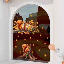 秋季松鼠和秋叶墙贴 - 自粘式秋收装饰，暖色调，适用于客厅、卧室、走廊 - 耐用塑料季节性家居装饰、秋季家居装饰、节日房间装饰、秋季主题艺术品、易粘贴贴纸、舒适的秋季主题、高品质 PVC、DIY 爱好者 - 彩色 - 查看 7