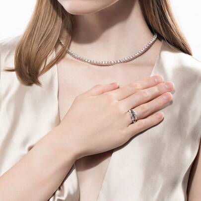 ANU JEWEL خاتم موسانيت زمرد 7x9مم/3.0 قيراط، خاتم زفاف موسانيت من الفضة 925، مناسب كهدية