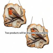 Segno da parete in legno piatto 2D a forma di uccello pettirosso, stile rustico di fattoria, con foglie e rami autunnali, perfetto per cucina, vacanze, bar, porta e decorazione portico di casa