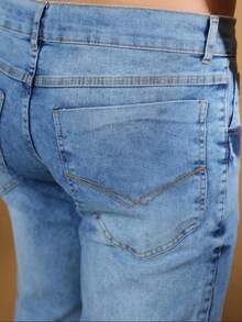 Men's Basic Jeans With Elastane And Pockets Direct From The Factory - Light Wash - View 4