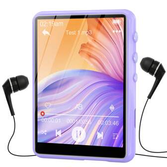 64 GB MP3-speler, ZAQE M4 multifunctionele muziekspeler met Bluetooth 5.3, 2,4-inch touchscreen, HD-luidsprekers, FM-radio, wekker, spraakopname, e-book, tot 512 GB (paars)